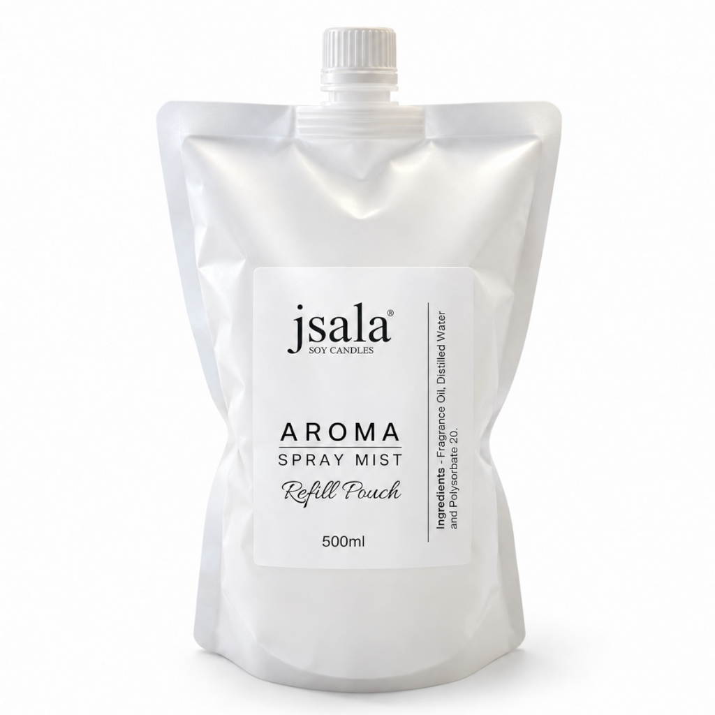A 500ml white refill room spray pouch.