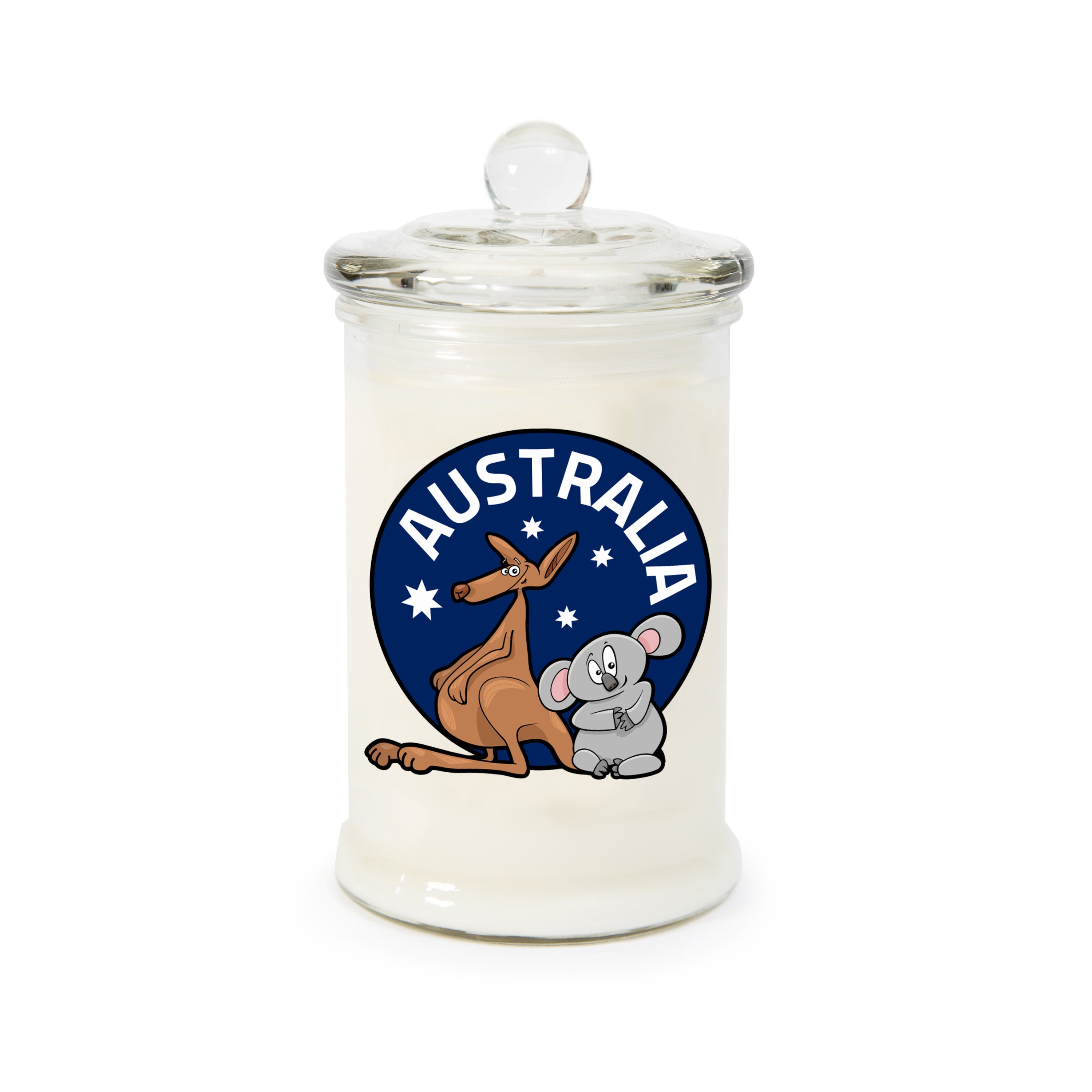 Drawstring gift bag with a soy wax apothecary candle and koala-shaped goat milk soap, handcrafted in Australia by JSALA.