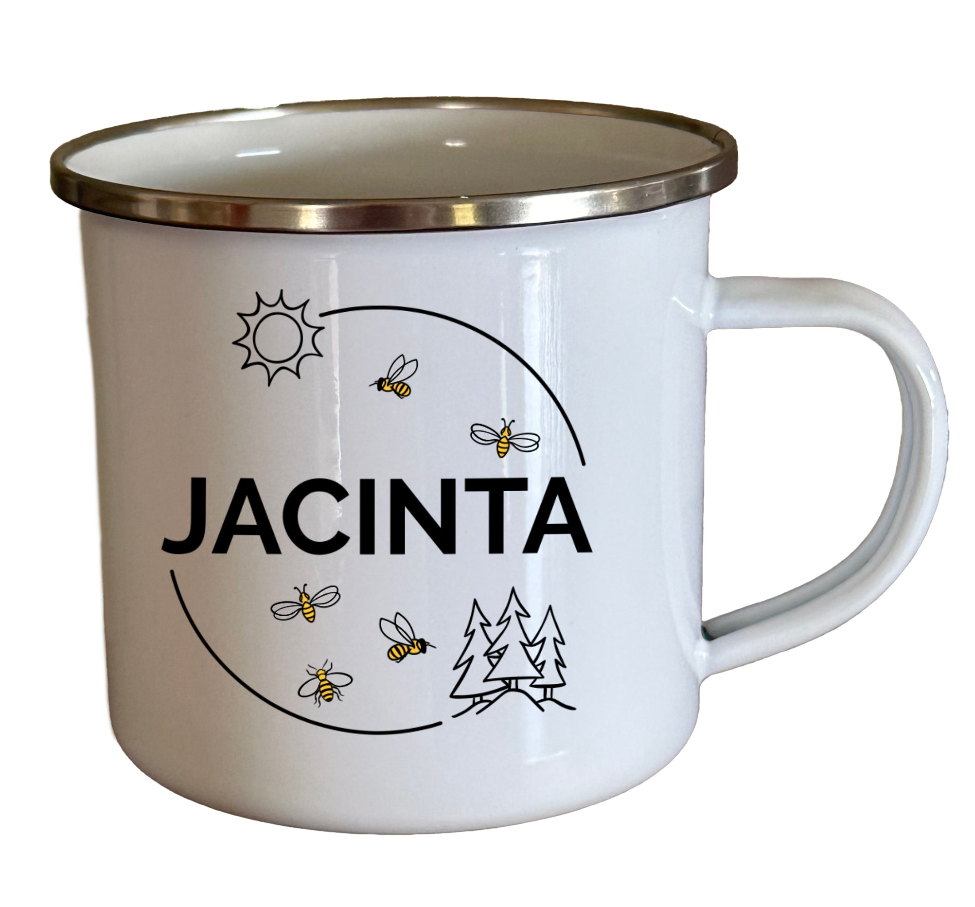 Enamel Camping Mug Bee Design