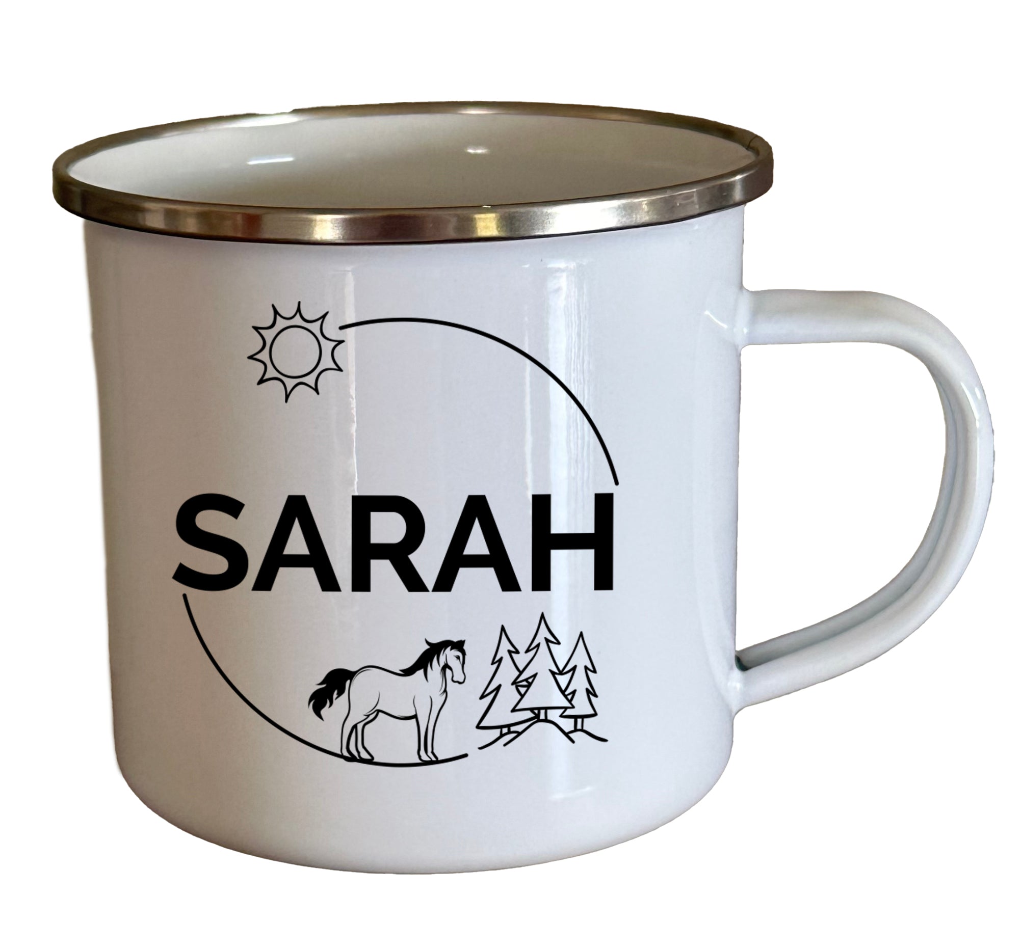 Enamel Camping Mug Horse Design