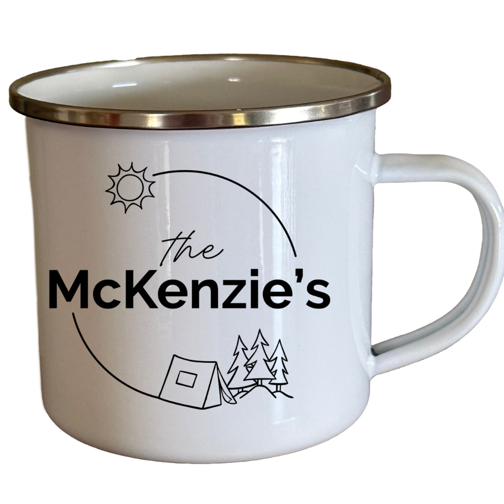 Enamel Camping Mug Tent Design