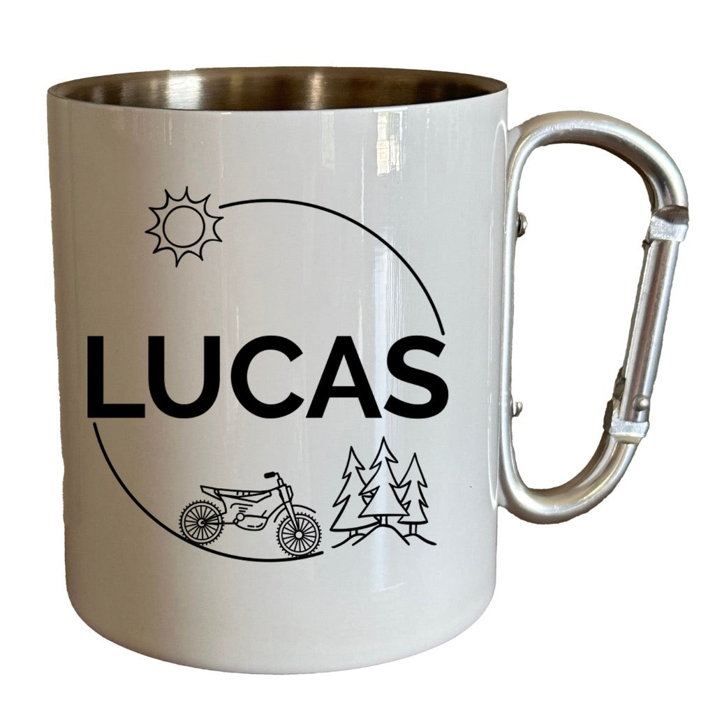 Enamel Personalised Mug Motorbike Design