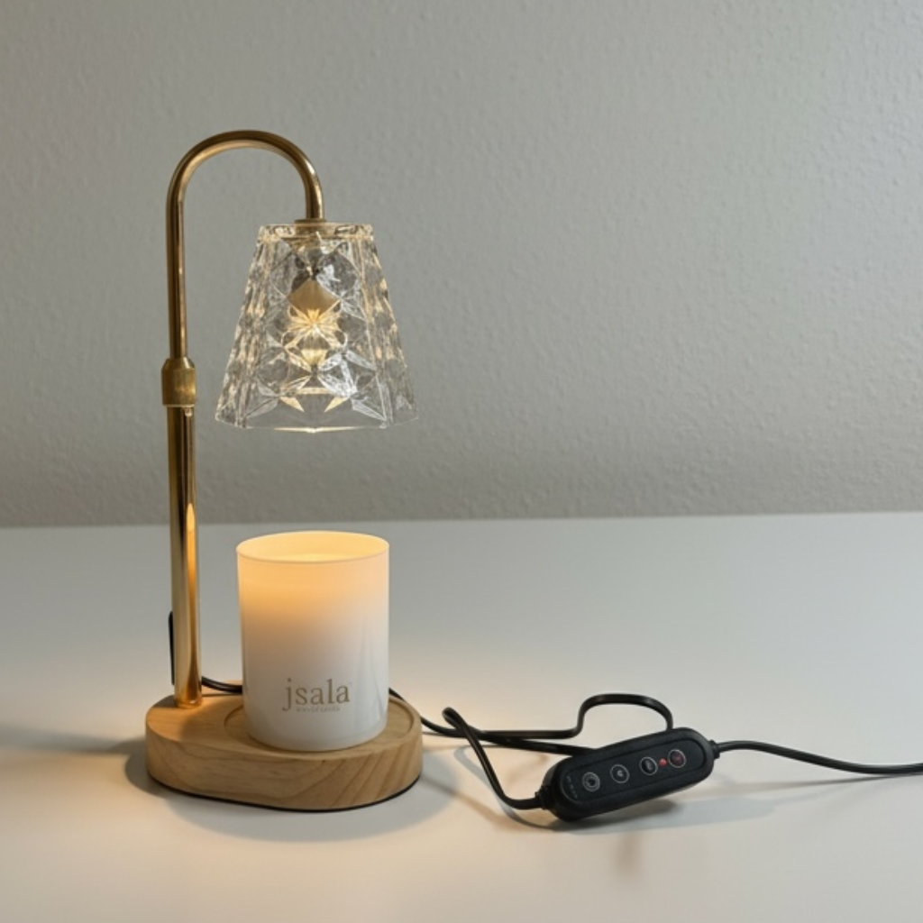Electric Candle Warmer Lamp in Gold with Clear Glass