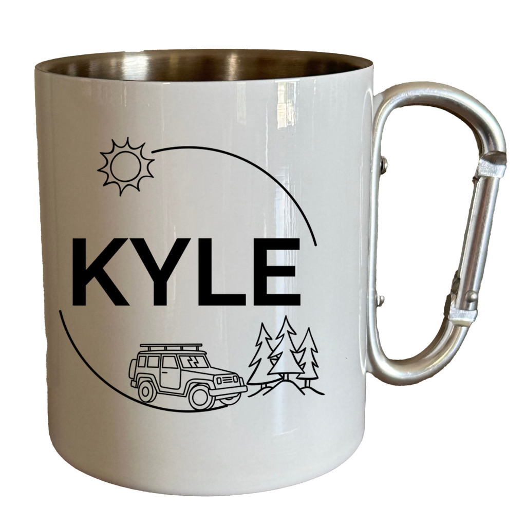 It features a carabiner handle to easily attach the mug to backpacks and bags. Camp Mug four wheel drive. 
