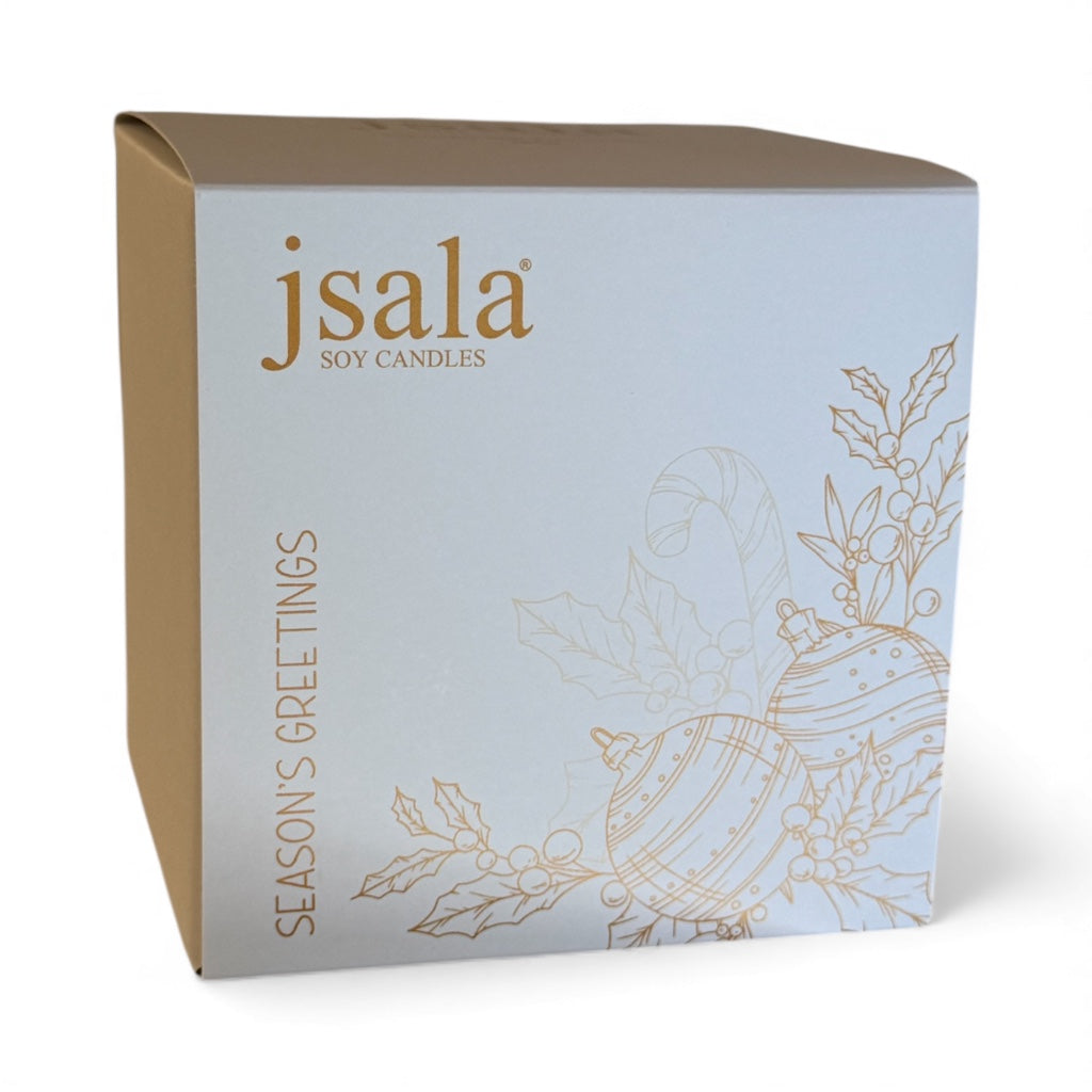 Merry Christmas Clear Ribbed Glass - White Lid