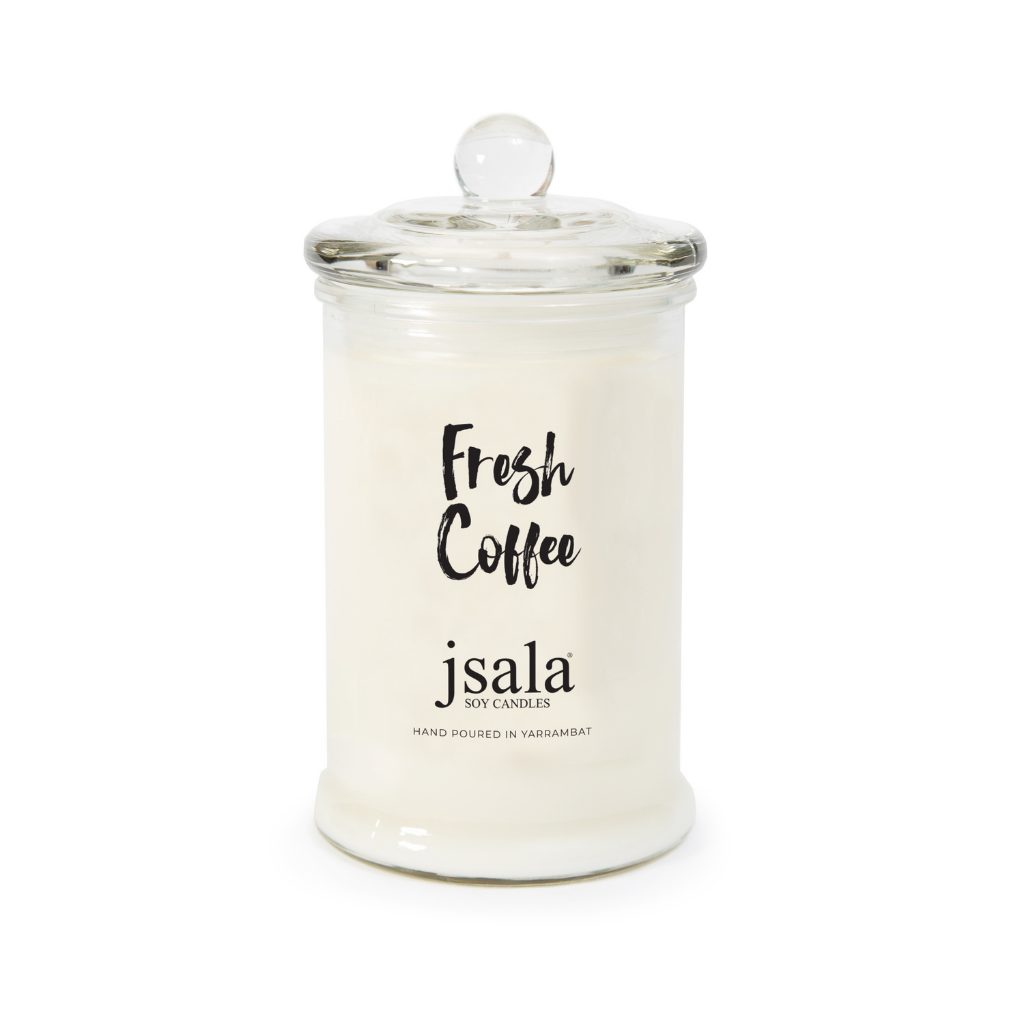 Glass Apothecary jar with Fresh Cut Roses fragranced candle by Jsala Soy Candles