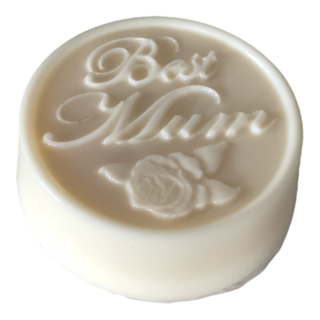 Great to gift for Mother's Day, BEST MUM goat milk scented soap in Floral Fusion - An exquisite feminine accord of red rose and freesia complimented by vanilla patchouli amber and sandalwood.