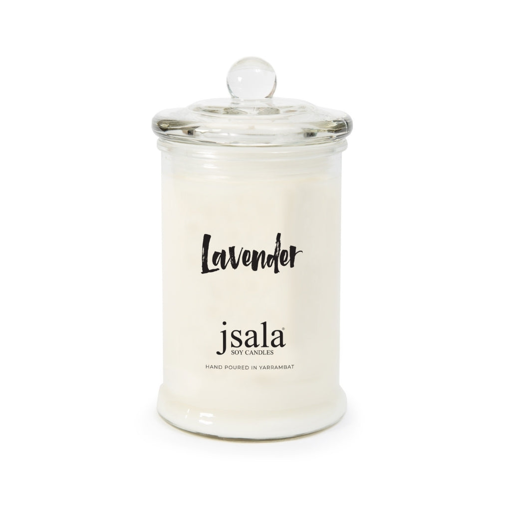 Glass Apothecary jar with Lavender fragranced candle