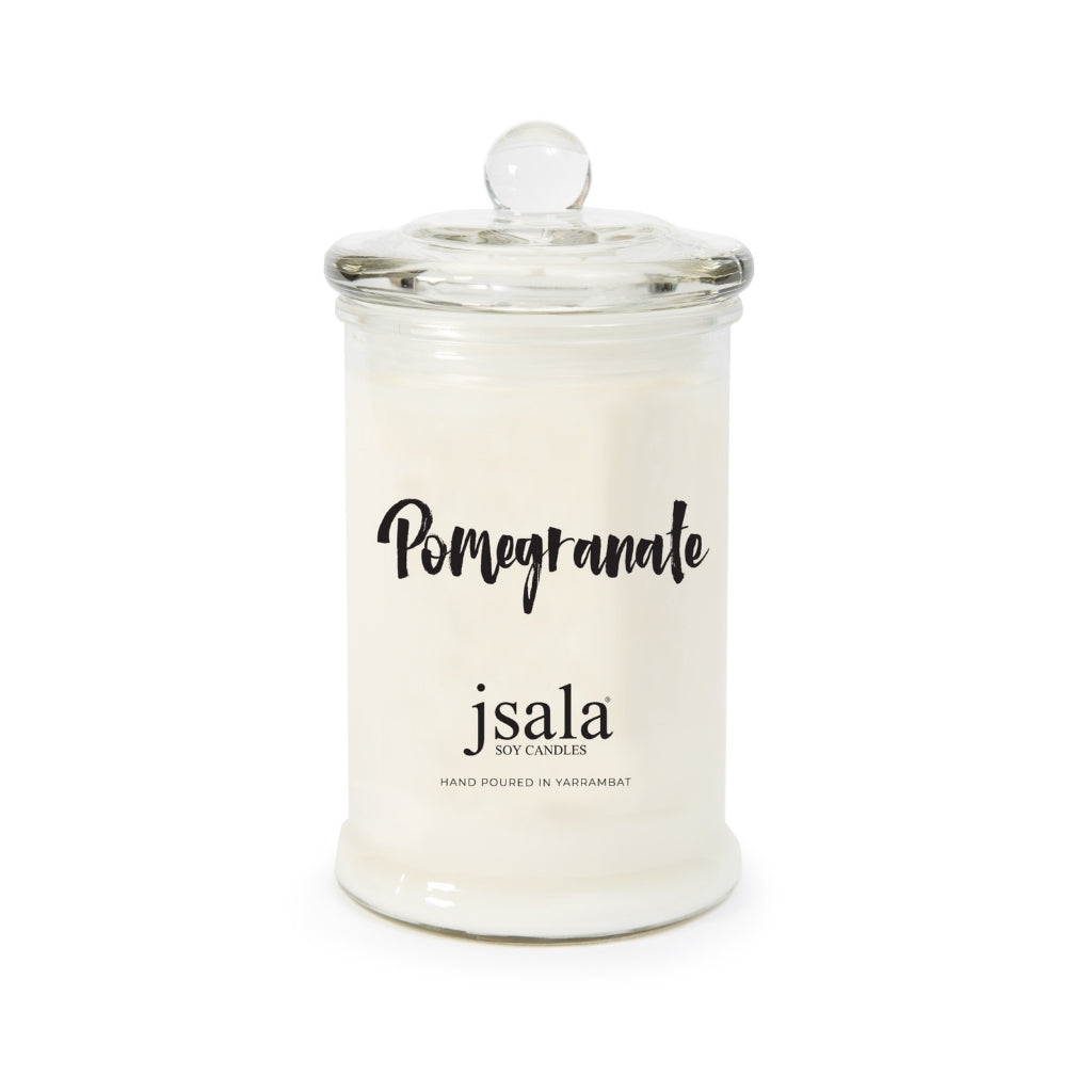 Glass Apothecary jar with Pomegranate fragranced candle