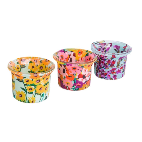 3-Pack of Floral Votive Holders supplied with Jsala Tealights