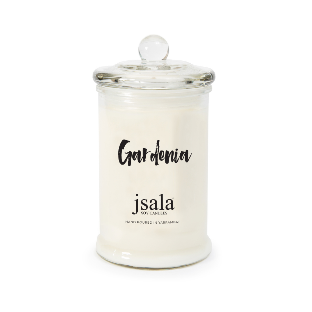 Glass Apothecary jar with Gardenia fragranced candle
