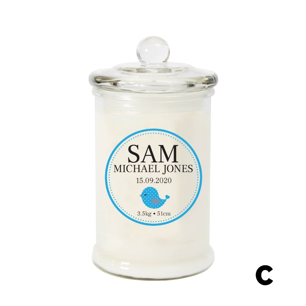 Jsala Personalised Birth announcement Candle (C))