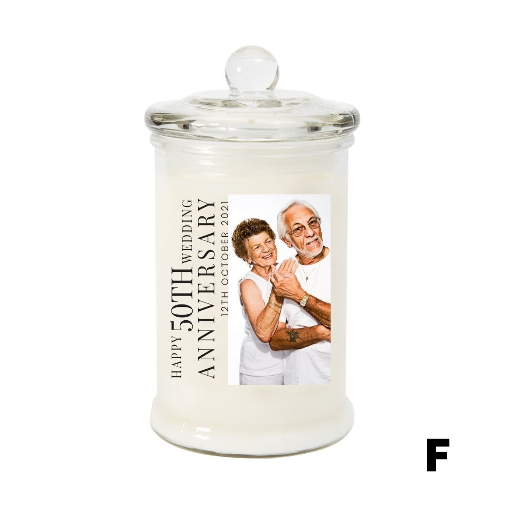Example of Jsala Personalised Anniversary Candle in Apothecary glassware (F))