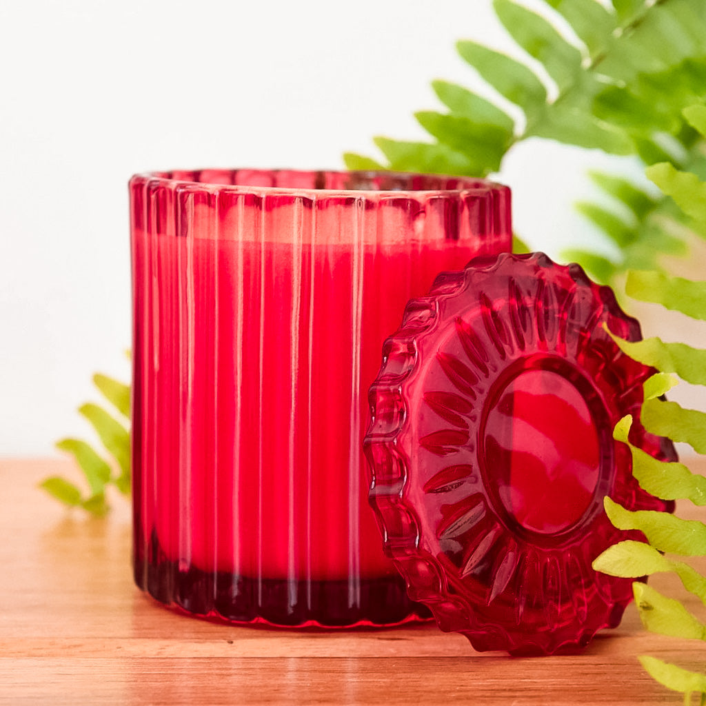 Jsala Soy Candles red Classic Glass candle.
