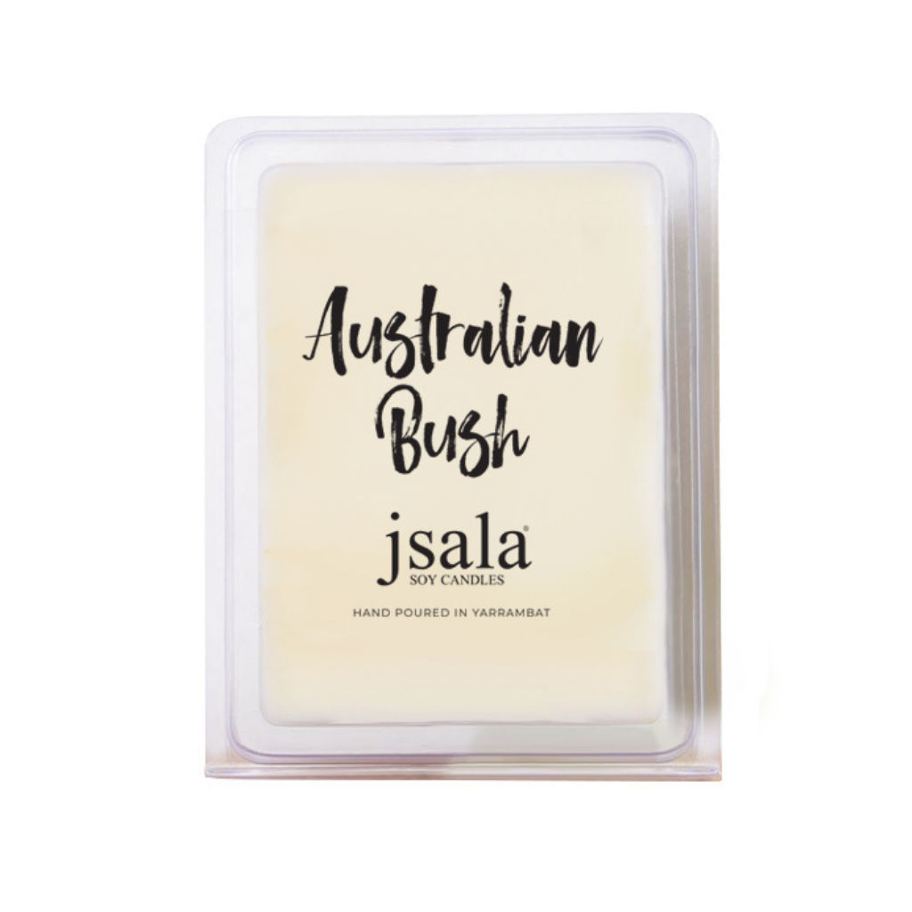 Image of packaged Jsala Soy Candles Melt in Australian Bush scent.