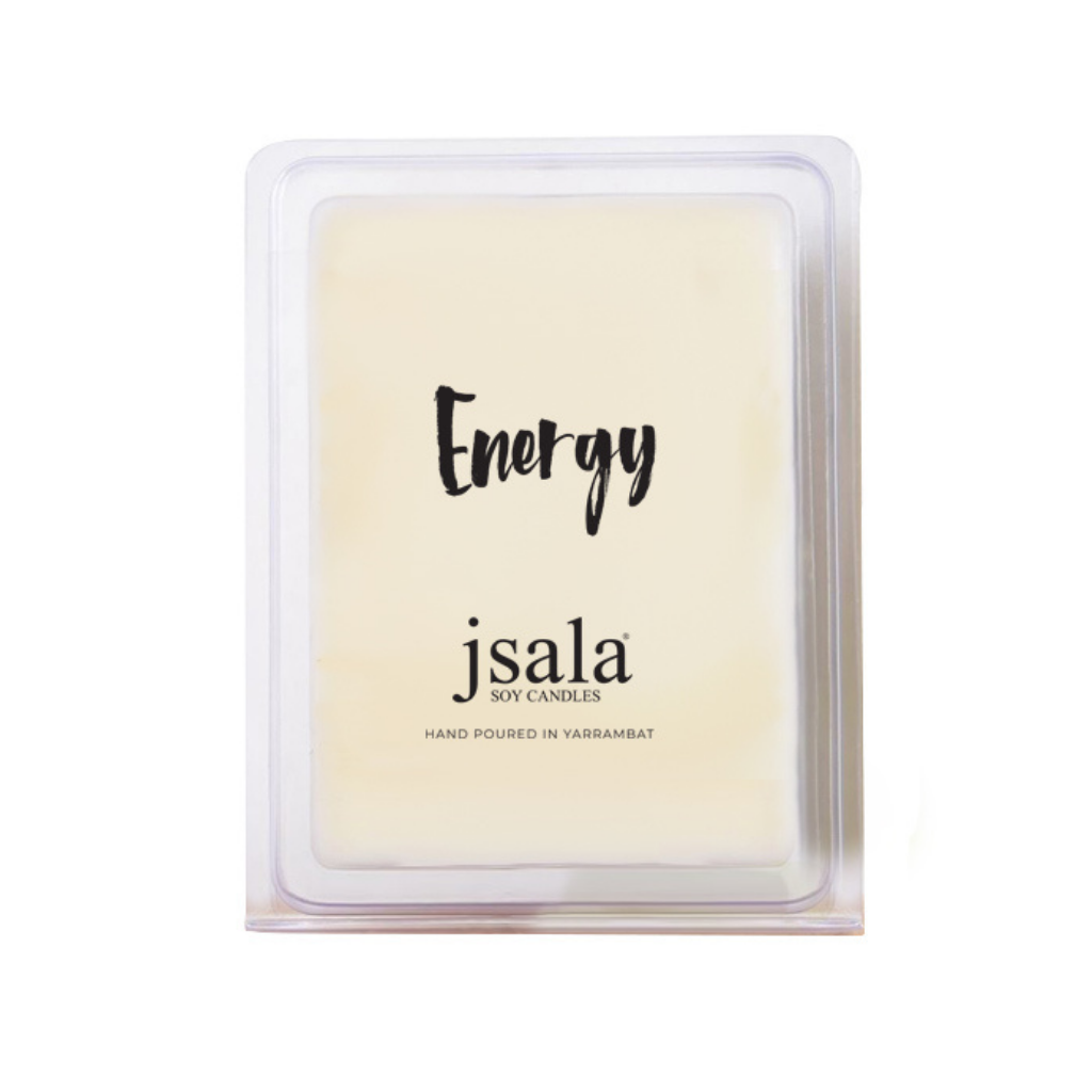 Image of packaged Jsala Soy Candles Melt in Energy scent.