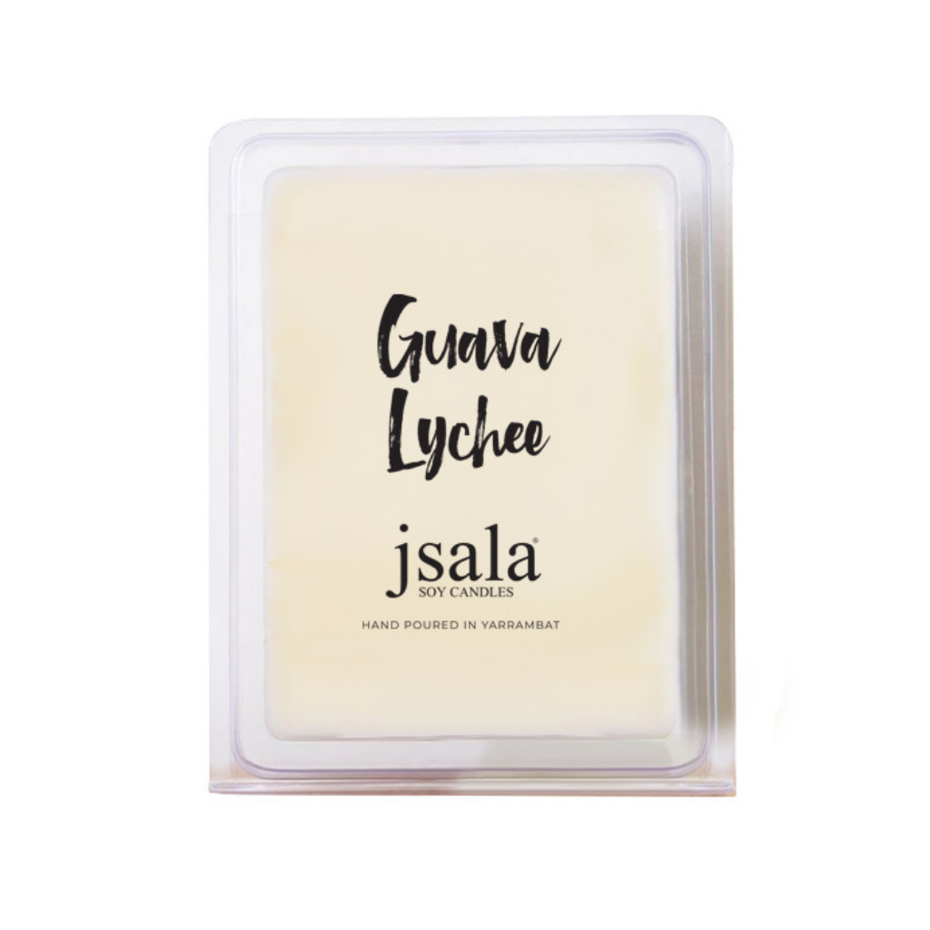 Image of packaged Jsala Soy Candles Melt in Guava Lychee scent.